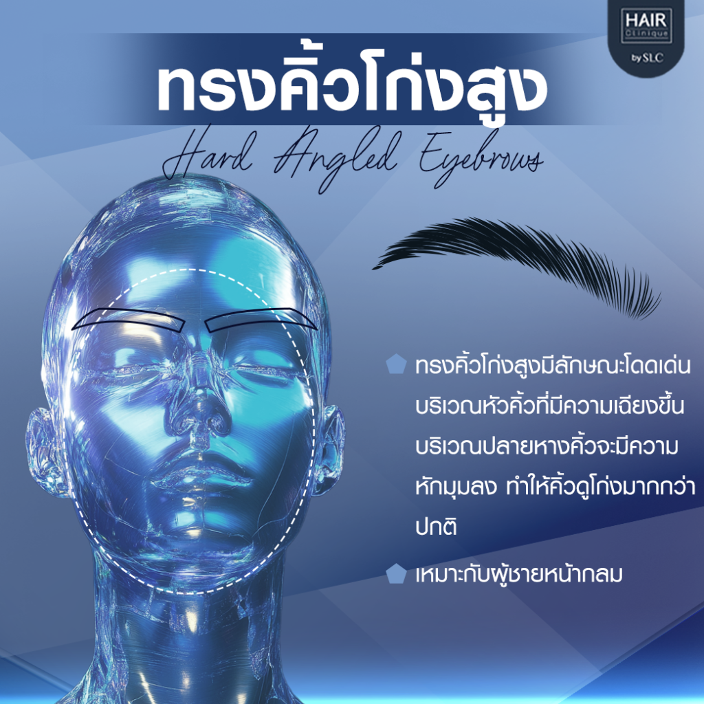 ทรงคิ้วโก่งสูง (Hard Angled Eyebrows)